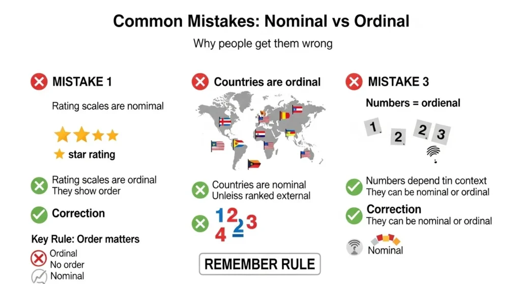 Common Mistakes with Nominal or Ordinal