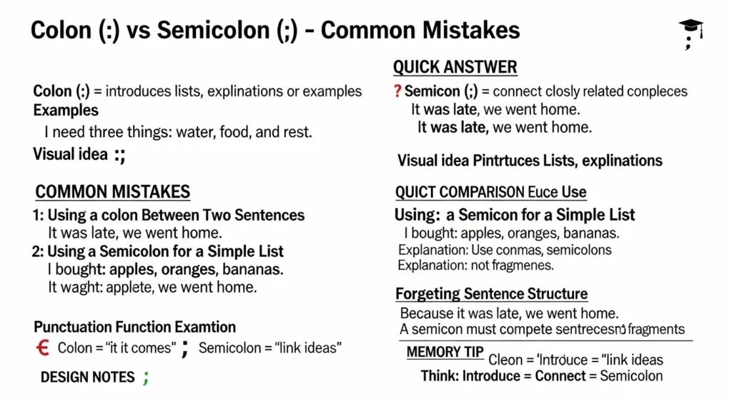 Common Mistakes with Colon or Semicolon
