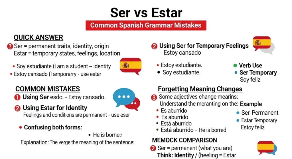 Common Mistakes with Ser or Estar