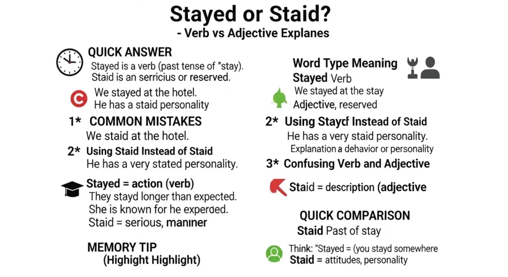 Common Mistakes with Stayed or Staid